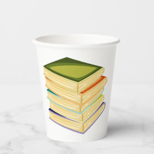Stack of Books Book Lover Art and Reading Paper Cups
