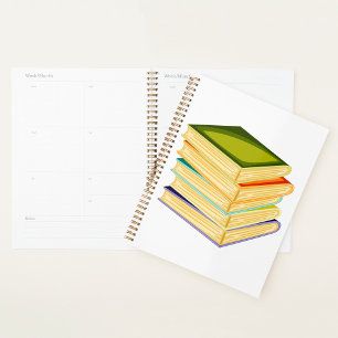 Stack of Books Book Lover Art and Reading Planner