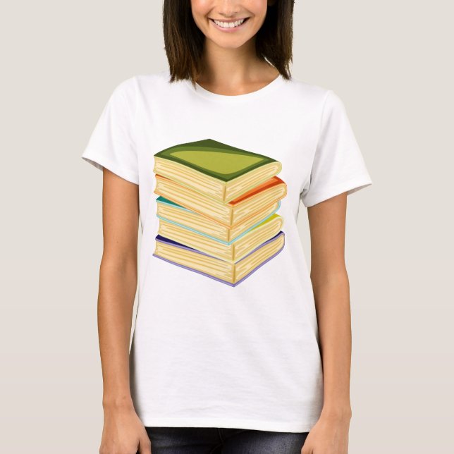Stack of Books Book Lover Art and Reading  T-Shirt (Front)