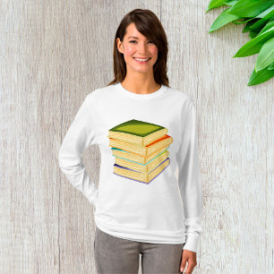 Stack of Books Book Lover Art and Reading T-Shirt