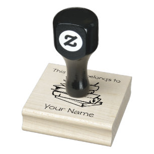 Stack of Books BookPlate Design Wooden Stamp