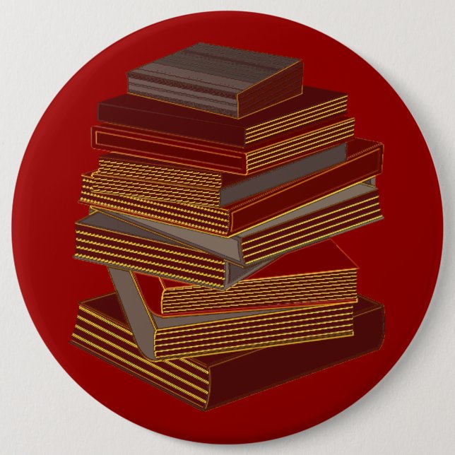 Stack Of Books - BrownGrey 6 Cm Round Badge (Front)