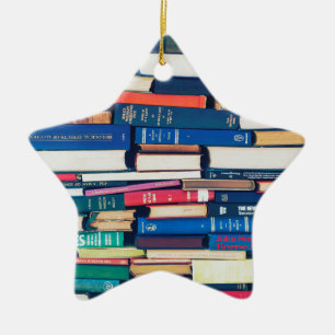 Stack of books ceramic tree decoration