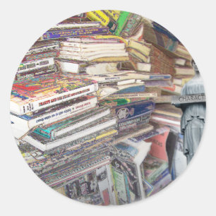 Stack of Books Classic Round Sticker