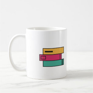 stack of books coffee mug