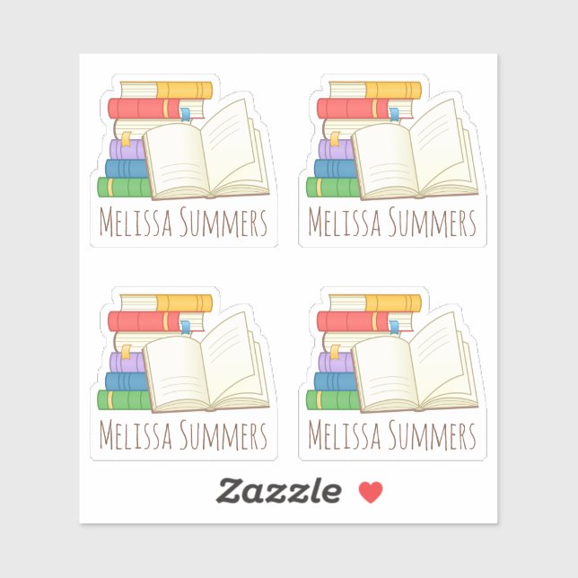 Stack of Books Custom Name Bookplate (Sheet)