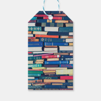 Stack of books gift tags