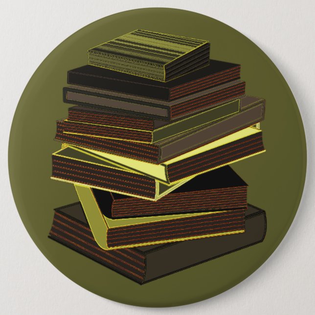 Stack Of Books - Green 6 Cm Round Badge (Front)