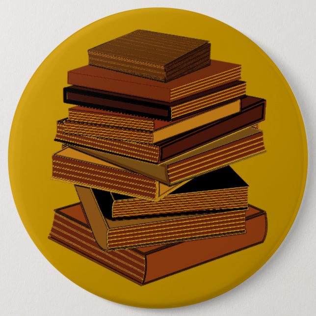 Stack Of Books - GreenBrown 6 Cm Round Badge (Front)
