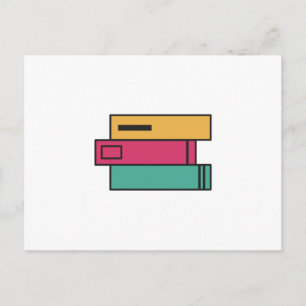 stack of books postcard