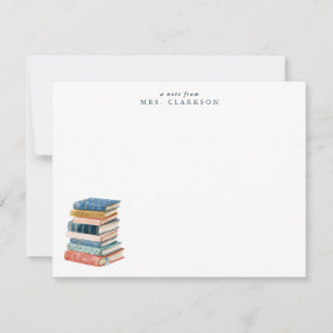 Stack of Books Teacher Personal Stationery Invitation