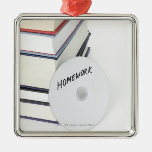 Stack of books with CD Metal Tree Decoration