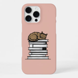 Stack of Books with Sleeping Cat – Cosy iPhone 16 Pro Max Case