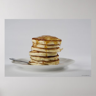 Stack of bread with honey poster