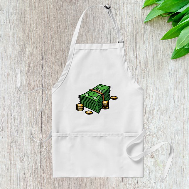 Stack of Cash with Coins Money Standard Apron (Creator Uploaded)