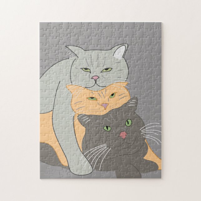 Stack of Cats Cute Illustration for Cat Lovers Jigsaw Puzzle (Vertical)