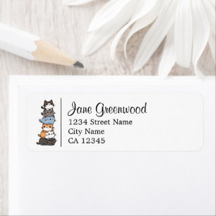 Stack Of cats Name And Address Return Address Label