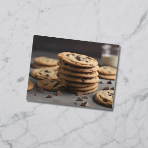 Stack of chocolate chip cookies postcard