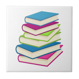 Stack Of Colorful Books Ceramic Tile