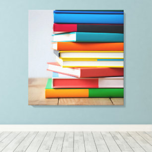 Stack of Colourful Textbooks Canvas Print