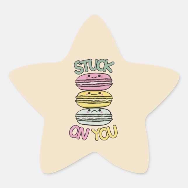 Stack of Cute Kawaii Macarons Star Sticker (Front)