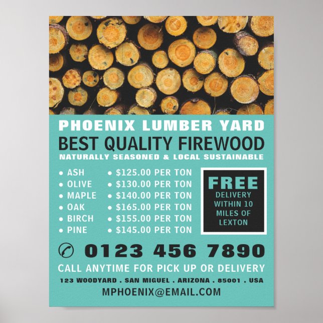 Stack of Firewood, Lumber/Timber/Wood Yard Poster (Front)