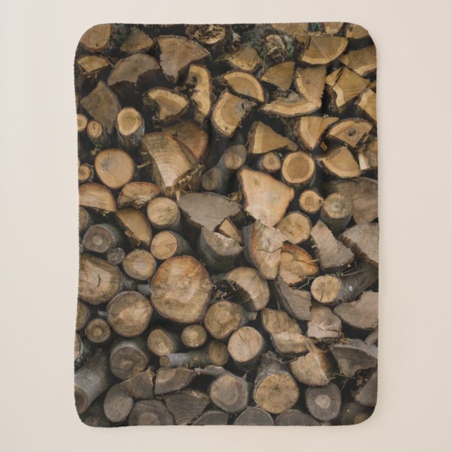 Stack of firewoods sherpa blanket (Front)