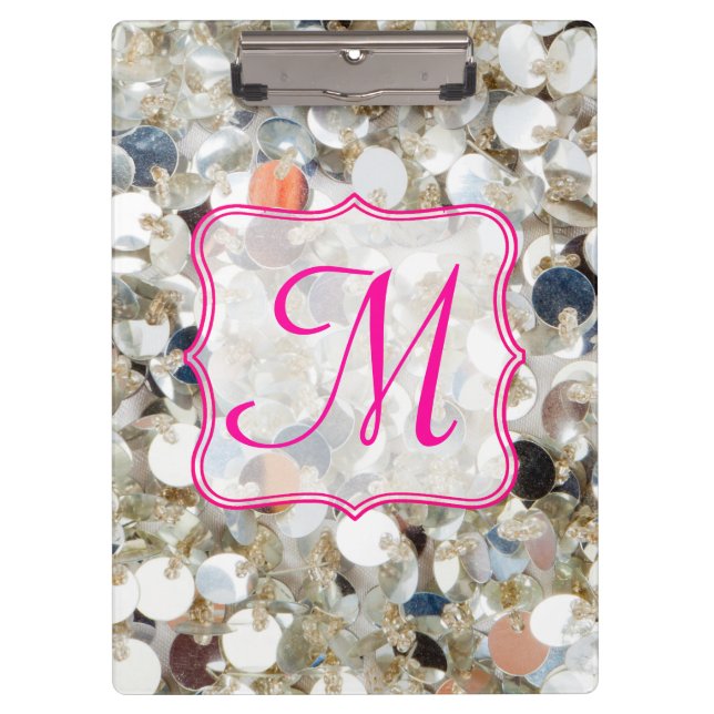 Stack of Glitter Monogram Initial Clip Board (Front)