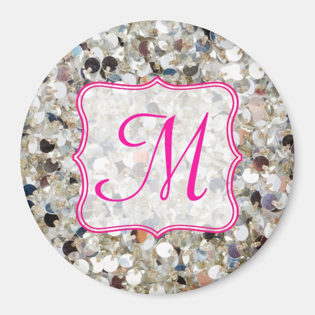 Stack of Glitter Monogram Initial Magnet (Front)