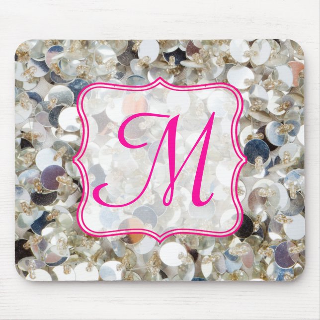 Stack of Glitter Monogram Initial Mouse Pad (Front)