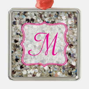 Stack of Glitter Monogram Initial Ornament