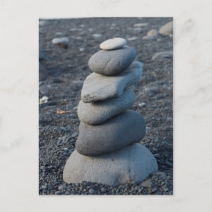 Stack Of Gray Rocks On Beach Postcard