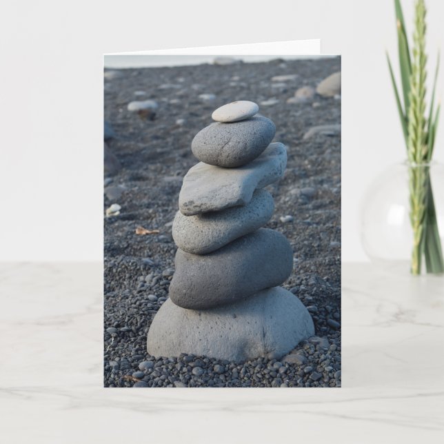 Stack Of Grey Rocks On Beach Card (Front)
