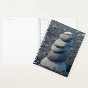 Stack Of Grey Rocks On Beach Planner
