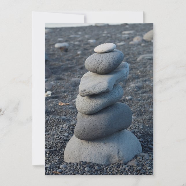 Stack Of Grey Rocks On Beach Thank You Card (Front)