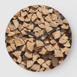 Stack Of Logs Large Clock