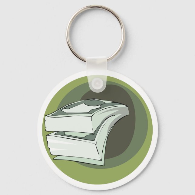 Stack of Money Cash Green Backs Key Ring (Front)