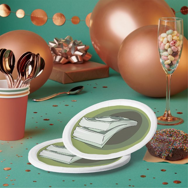 Stack of Money Cash Green Backs Paper Plate (Creator Uploaded)