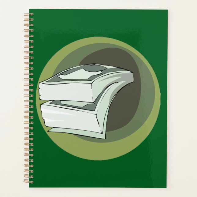Stack of Money Cash Green Backs Planner (Front)