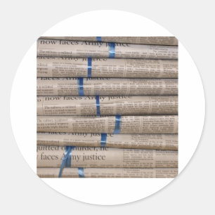 Stack of Newspapers Current Events Art Classic Round Sticker