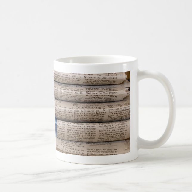 Stack of Newspapers Current Events Art Coffee Mug (Right)