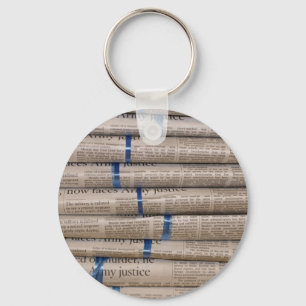 Stack of Newspapers Current Events Art Key Ring