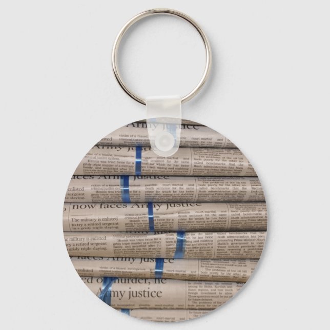 Stack of Newspapers Current Events Art Key Ring (Front)
