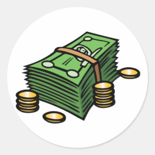 Stack of Notes and Coins Stickers
