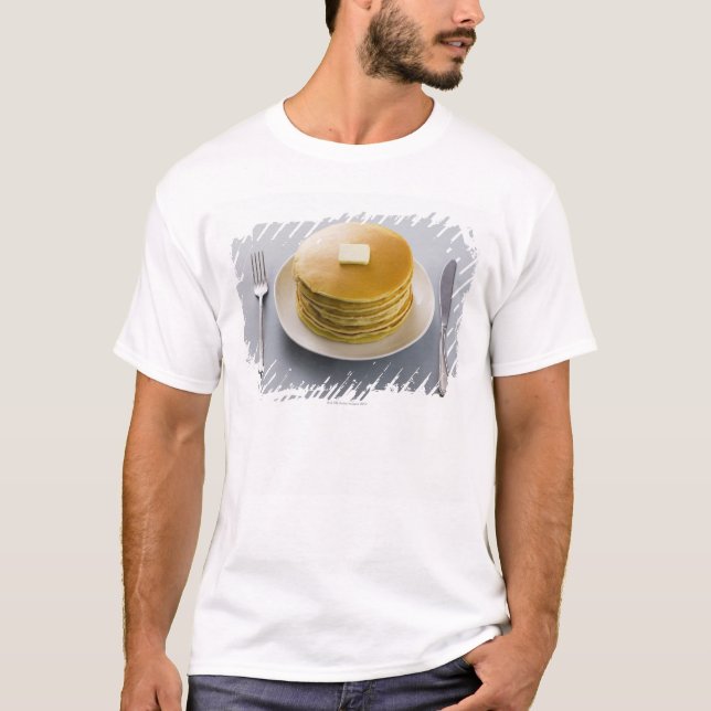 Stack of pancakes with butter on a plate T-Shirt (Front)