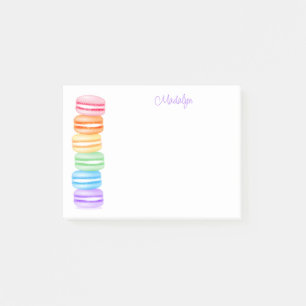 stack of rainbow macarons personalised post-it notes