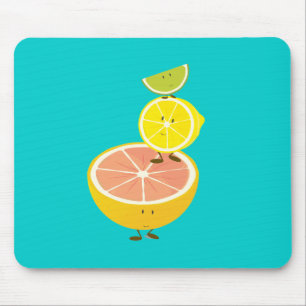 Stack of smiling citrus fruit mouse pad