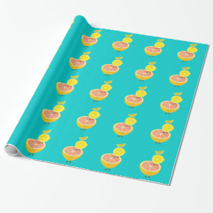 Stack of smiling citrus fruit wrapping paper