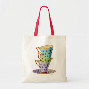 Stack Of Three Vintage Teacups Tote Bag