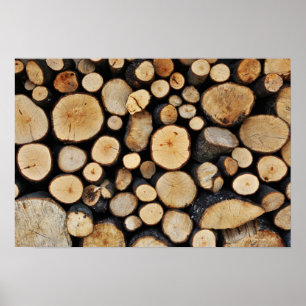 Stack of tree logs poster